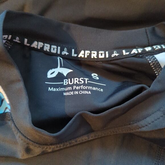 LAFROI Burst Maximum Performance Rash Guard Shirt Mens Small Black Blue - Picture 4 of 6